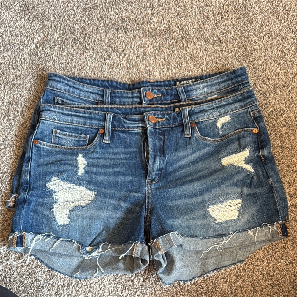 Blank NYC Women's Distressed Denim Shorts - Blue